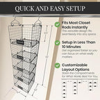 DECOLURE 5-Tier Adjustable Hanging Closet Organizer – Maximize Hanging Storage - Image 2