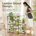 Bamworld Plant Stand Indoor Plant Shelf Outdoor Wood Plant Rack for Multiple Plants 3 Tiers Ladder Plant Holder for Living Room Patio Boho Home Decor for Gardening - Image 5