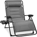 Best Choice Products Oversized Padded Zero Gravity Chair, Folding Outdoor Patio Recliner, XL Anti Gravity Lounger for Backyard w/Headrest, Cup Holder, Side Tray, Polyester Mesh - Ice Gray by BestChoiceProducts