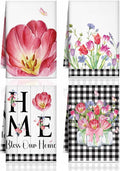 Bencailor 4 Pcs Spring Tulip Kitchen Towels Floral Flower Hand Dish Towels Pink by Bencailor