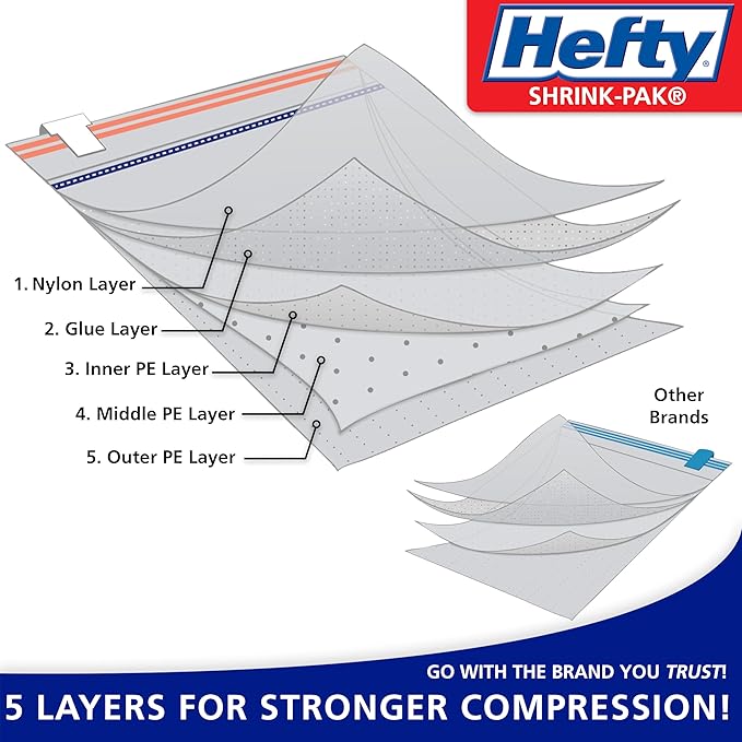 Hefty Vacuum Bags for Clothes 4 Pack, Space Saving Large Vacuum Storage Bags - Image 2