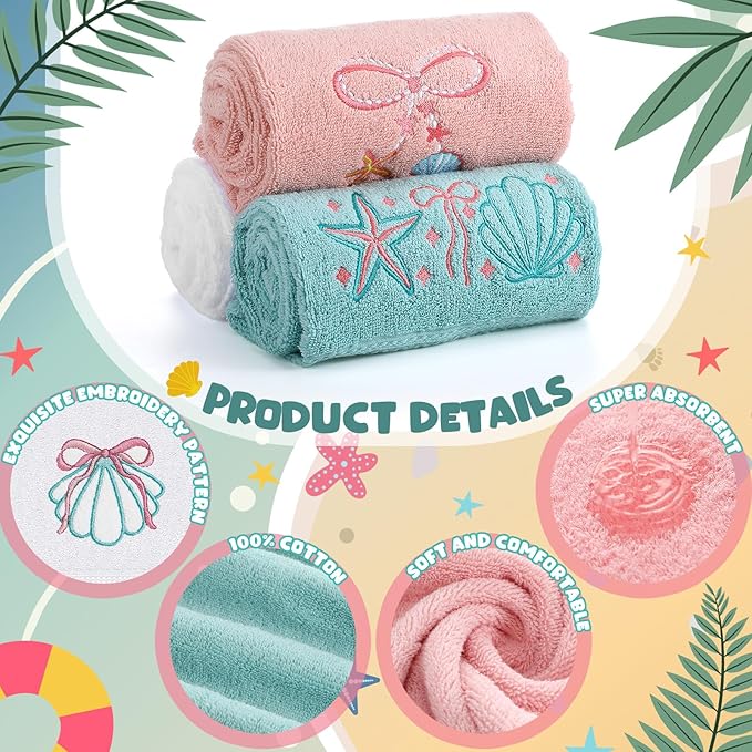 3 Pack Seashell Bow Coastal Hand Towels - Image 4
