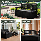 Flamaker 80 Gallon Storage Bench Outdoor Indoor, Durable All-Weather Seating with Hidden Storage, Lockable Deck Box for Garden, Patio, Poolside (Black) - Image 4