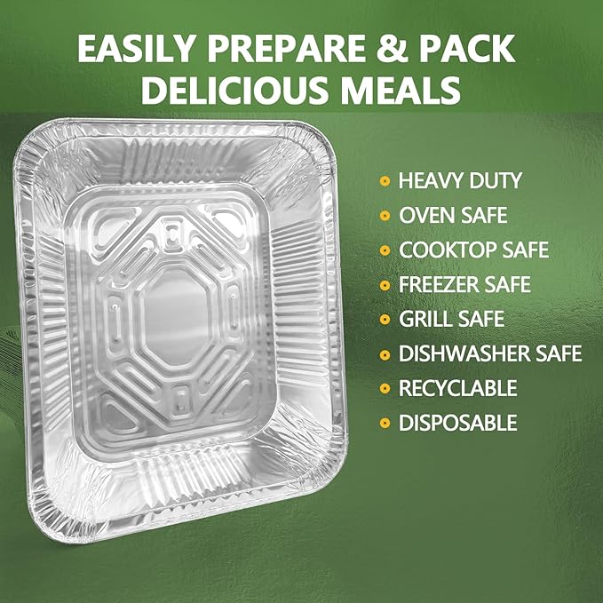 Thickened 10 Pack Heavy Duty Aluminum Pans, 9x13 Aluminum Foil Pans Disposable - Image 5