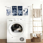Navy Blue Octopus Coastal Beach Hand Towels, Ocean Octopus Unwind Breathe Relax - Image 3
