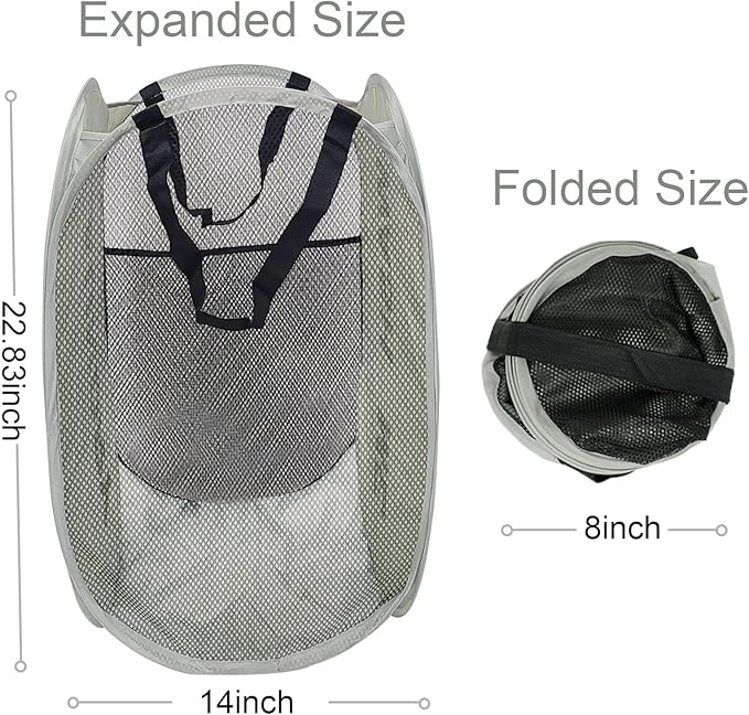 Larpur Pop Up Laundry Baskets, 2 Pack Mesh Laundry Hampers - Image 2