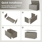 Outdoor Storage Box, Resin Deck Boxes Indoor and outdoor, Waterproof Storage Box Lockable Lid (Grey, 100 Gallon) - Image 4