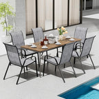 TLSUNNY Patio Chairs, Stackable Textilene Outdoor Dining Furniture for All Weather, with 17.7″ Wide Seat & Metal Frame, for Garden, Backyard, Deck, Restaurant, Poolside (6, Grey, 26.4″) - Image 2