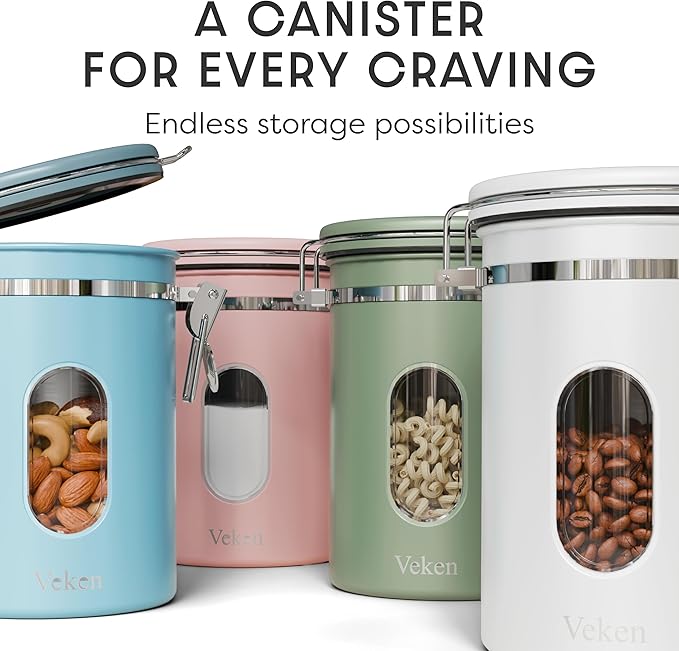 Veken Coffee Canister with Window, Easter Gifts Airtight Stainless Steel - Image 8