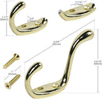 Rok Hardware Heavy Duty Dual Coat Hook, Bright Brass, 10 Pack ROKCH101BB - Image 2