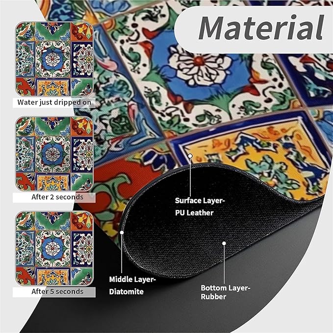 Kitchen Sink Splash Guard，Colorful Mexican tile Faucet Mat Sink Gadgets-Super - Image 4