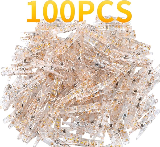 100 Pieces Clear Plastic Utility Paper Clip, Photo Paper Peg Pin, Clothes Line - Image 2