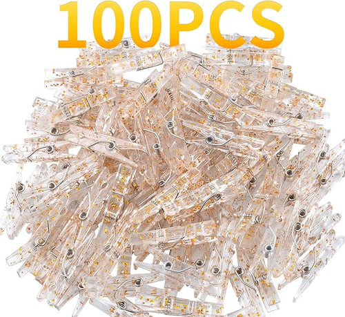 100 Pieces Clear Plastic Utility Paper Clip, Photo Paper Peg Pin, Clothes Line - Image 2