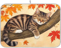Fall Cats Dish Drying Mat for Kitchen Countertop 18x24 Autumn Maple Leaves by Wamika