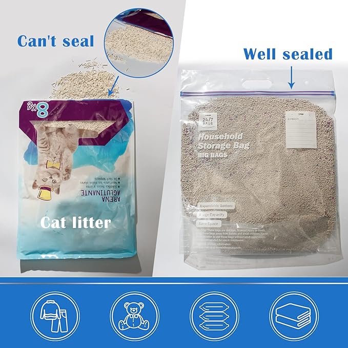 12 Large Plastic Storage Bags, 3 Gallons, Zero BPA, Double Zipper Seal - Image 8