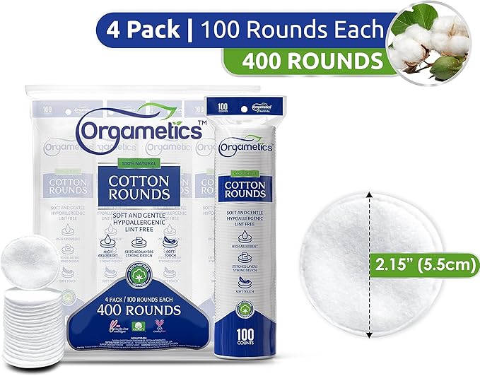 Orgametics Cotton Rounds, 100% Natural Turkish Cotton Premium Makeup Remover - Image 7