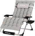UDPATIO Oversized Zero Gravity Chair 33In XXL Lounge Chair with Removable Cushion |Pillows, Outdoor Folding Reclining with |Cup Holder |Foot Rest |Lock,Reclining Patio Chairs Grey, Support 500LB by UDPATIO