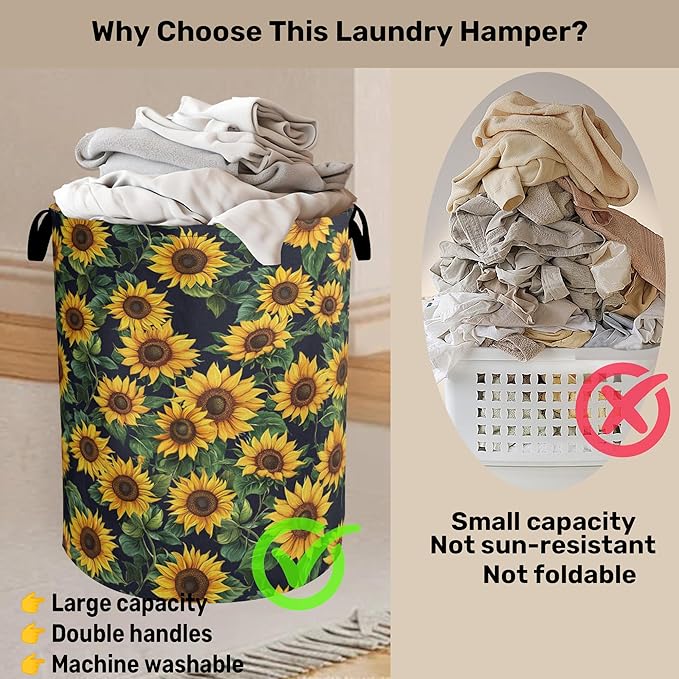 Sunflower Laundry Basket with Handles - Image 3