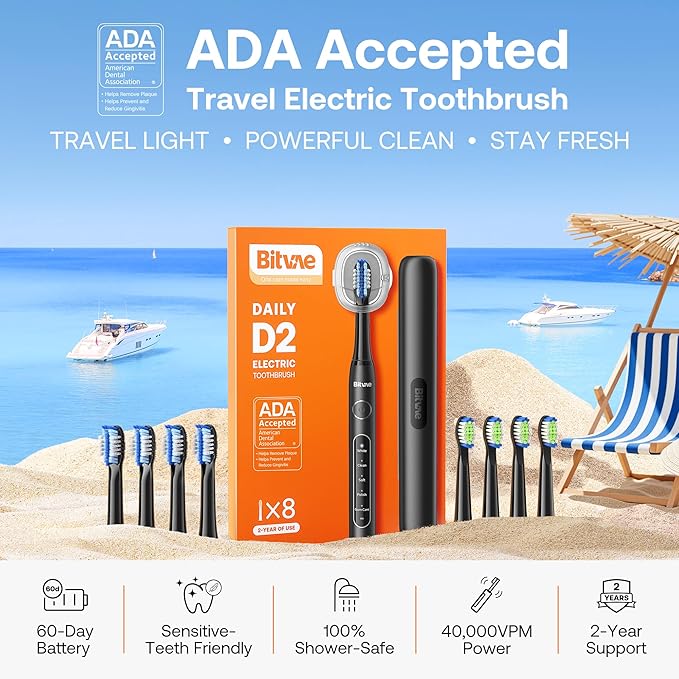 Bitvae ADA Accepted Electric Toothbrush, Travel Toothbrush Rechargeable - Image 2