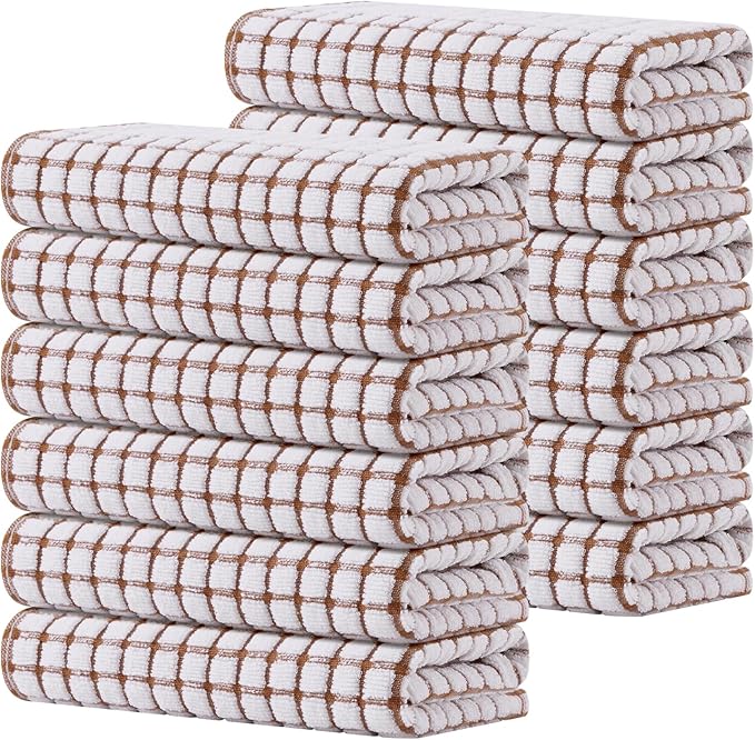 Kitinjoy Cotton 12 Pack Terry Kitchen Towels, 16 x 25 Inches Super Soft and by Kitinjoy