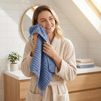 4PCS Blue Microfiber Hand Towels - Image 6