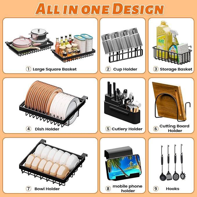 Over The Sink Dish Drying Rack 27-40L x 12W x 32.5-37H Snap-On Design 2 Tier - Image 2