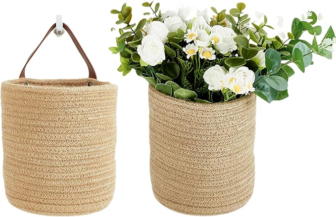 2pack Small Hanging Basket-Cotton Rope Wall Basket by RUIZHIXUAN