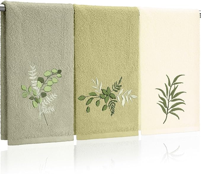 Eucalyptus Leaves Hand Towels Farmhouse Green Bathroom Decor 14x29 Inch by Tingjoo