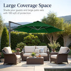 Best Choice Products 10ft Offset Cantilever Hanging Market Patio Umbrella, Smooth 360° Rotation, 8 Sturdy Ribs, Easy Adjustment - Green - Image 4