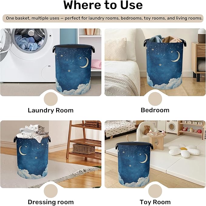 Starry Stars Moon Laundry Basket - Image 4
