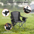 VEVOR Oversized Camping Folding Chair, Portable Heavy Duty Outdoor Quad Lumbar Back Padded with Side Pockets, Cup Holder and Cooler Bag for Beach, Lawn, Picnic, Fishing, Backpacking, Black - Image 8