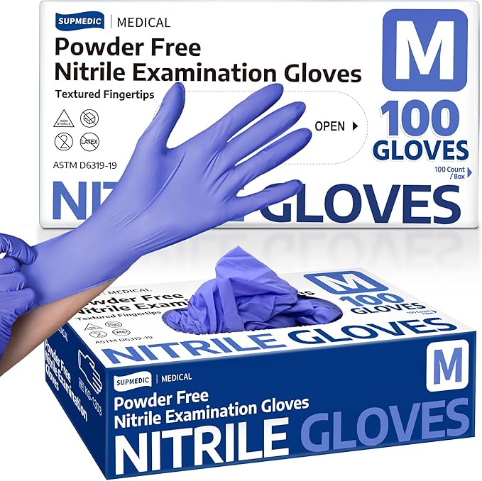 Medical Soft Max™ Nitrile Exam Gloves, Powder-Free Latex-Free Food Safe Clean by Supmedic