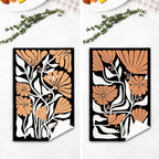 Abstract Boho Black and Beige Brown Floral Kitchen Towels Set of 2, 70s Retro - Image 4