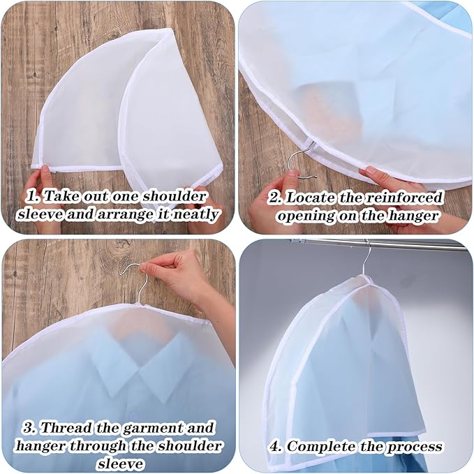 Shoulder Covers for Hanging Clothes, 15 Pack Clear Shoulder Cover Breathable - Image 3