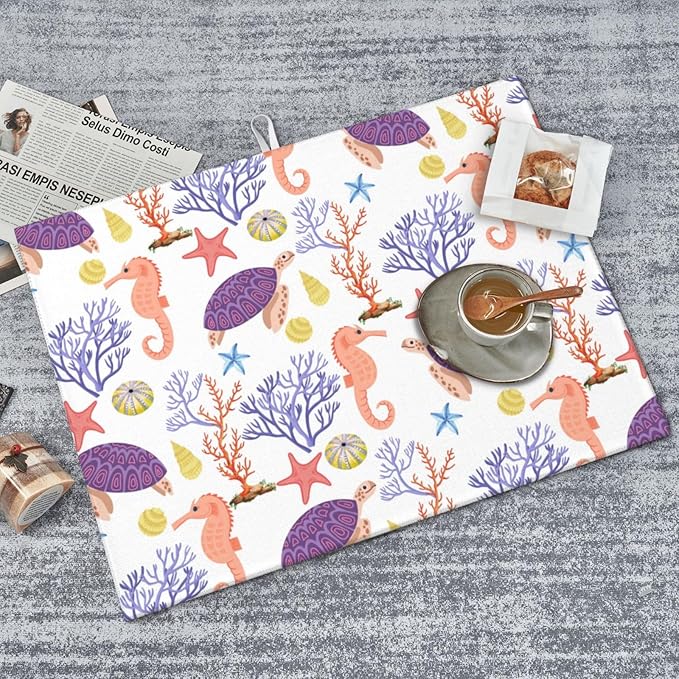 Purple Beach Sea Turtle Dish Drying Mat 18x24 - Image 8
