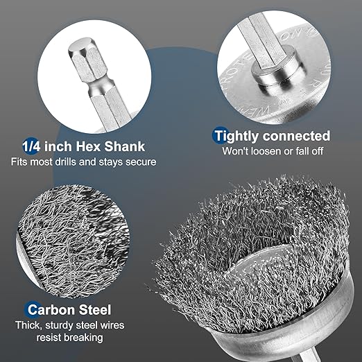 6Pcs Professional Wire Wheel, Carbon Steel Wire Brush - Image 3