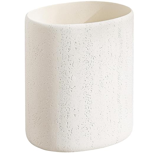 Trash Can, 1.6 Gallon Small Bathroom Trash Can, Simple Oval Stone Look Garbage by AdornMyHomeEnjoyMyLife