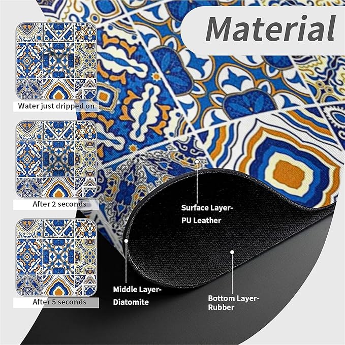 Kitchen Sink Splash Guard，Traditional Moroccan tiles Faucet Mat Sink - Image 4
