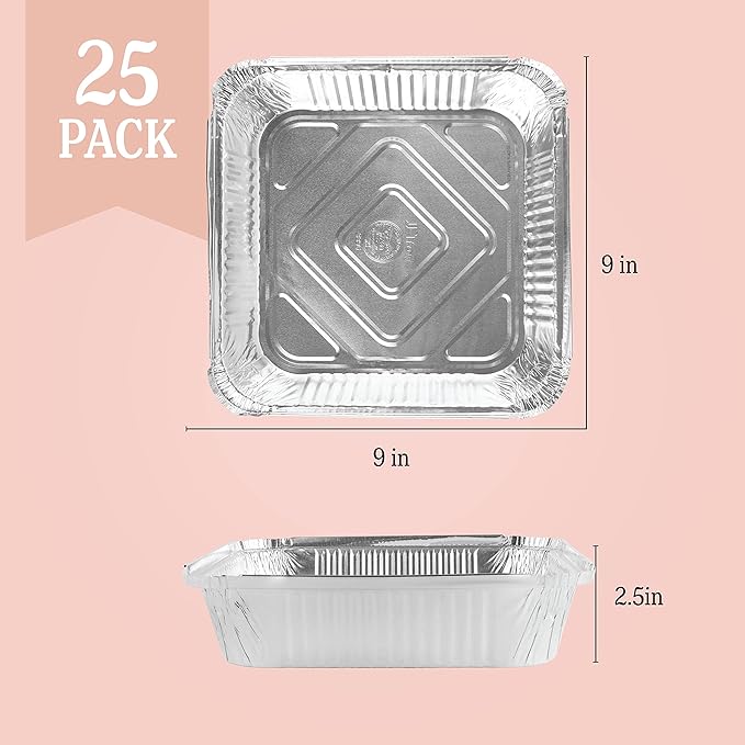PLASTICPRO Disposable 9'' X 9'' X 2'' Inch Square Aluminum Tin Foil Baking Pans - Image 5