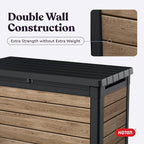 Keter Ashwood 100 Gallon Resin Deck Box Organization and Storage for Patio Furniture Outdoor Cushions, Throw Pillows, Garden Tools and Pool Toys, Brown - Image 9