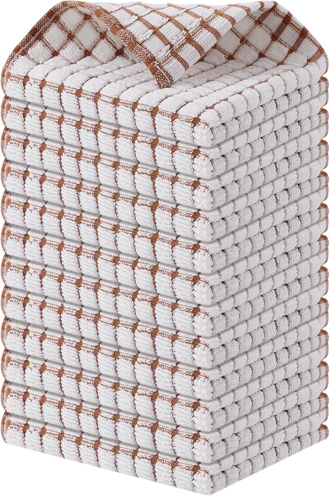 Kitinjoy Cotton 12 Pack Terry Kitchen Dish Cloths, 12 x 12 Inches Super Soft by Kitinjoy