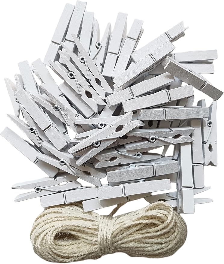 1.9 Inch White Small Clothes Pins Paper Picture School Work Holders Baby Shower by Unknown