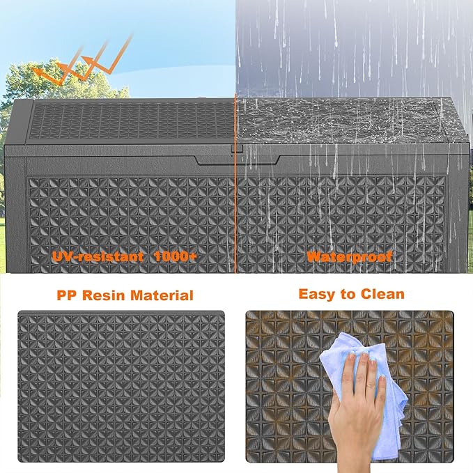 121 Gallon Waterproof Outdoor Storage Box,Resin Deck Box,Lockable Outside Storage Box Container for Patio Furniure,Garden,Pool Tools (121 Gallon,Black) - Image 5