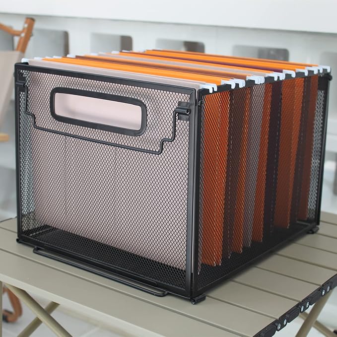 SETTFRFE Letter Size Metal Mesh Hanging File Folder Organizer Crate Basket - Image 2
