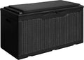 Devoko 100 Gallon Waterproof Large Resin Deck Box Outdoor Storage Box Indoor Lockable Storage Container with Cushion for Patio Furniture Garden Pool Cushions (Black) by DEVOKO