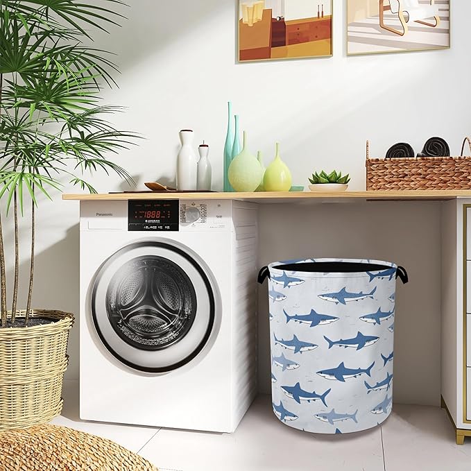 Cute Shark Laundry Basket, Foldable Oxford Cloth Tote Bag Laundry Hamper - Image 8