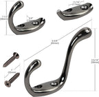 Rok Hardware Heavy Duty Dual Coat Hook, Antique Nickel, 10 Pack ROKCH101AN - Image 2