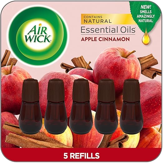 Air Wick Essential Mist Refill, 5 ct, Apple Cinnamon, Essential Oils Diffuser by AirWick