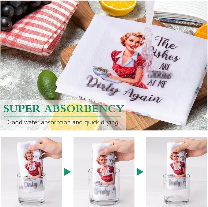 R HORSE 5Pcs Kitchen Dish Towel Funny Joked Themed Kitchen Dishcloth Absorbent - Image 4