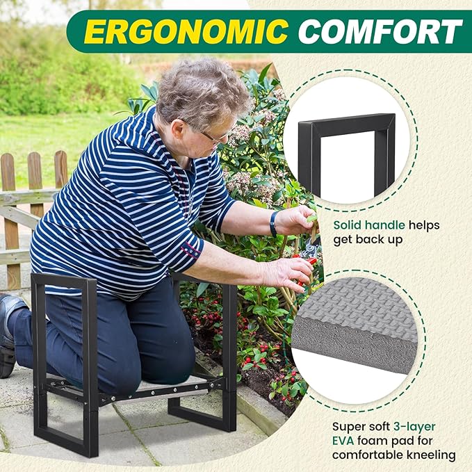 Garden Kneeler and Seat - Heavy Duty Folding Garden Stool with Handles, Stable Kneeling Device Bench Chair Gardening Tools Gifts for Women Men Seniors Gardeners Outdoor Weeding Planting - Image 7